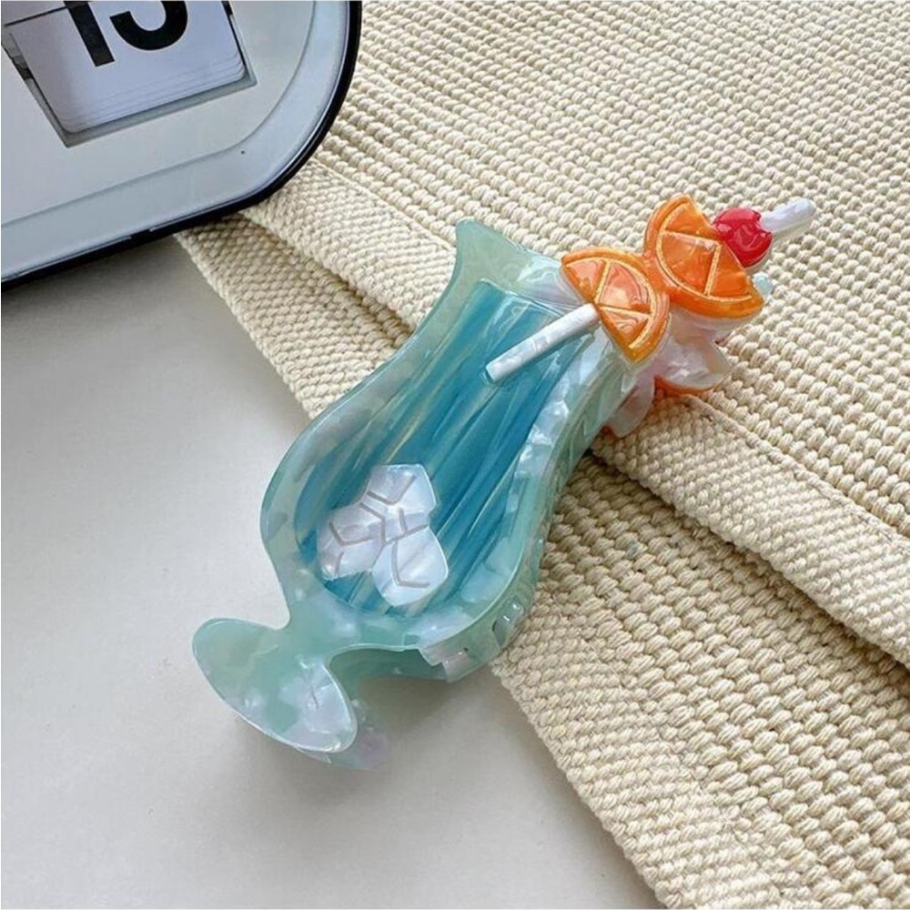 Cocktail Fruity Vacation Drink Hair-clip Claw Updo Summer